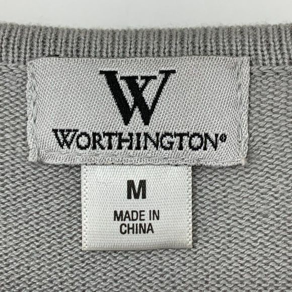 Womens Worthington Sweater Top Size M Babydoll Button Ruffle EUC 3709 Feminine - Picture 3 of 8